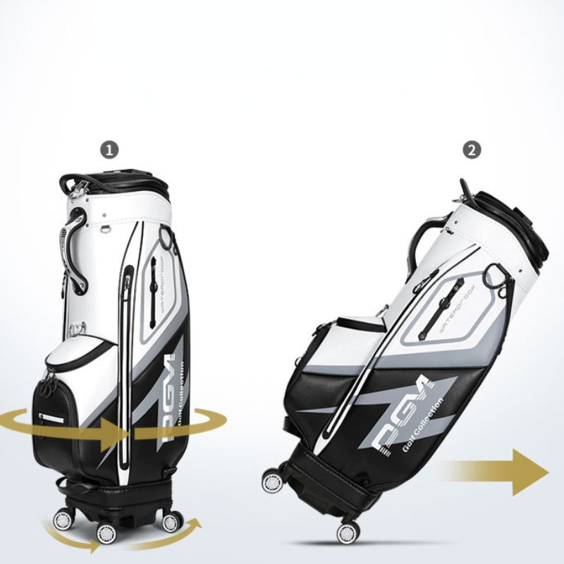 PGM Golf Standard Ball Bag Professional Leather PU Waterproof Golf Cart Club Airbag High Capacity Package With Wheel QB099 · v5